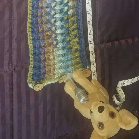 Handcrafted Multicolor 3 Button Cowl Neckwarmer - Mediumweight - Picture 5 of 8